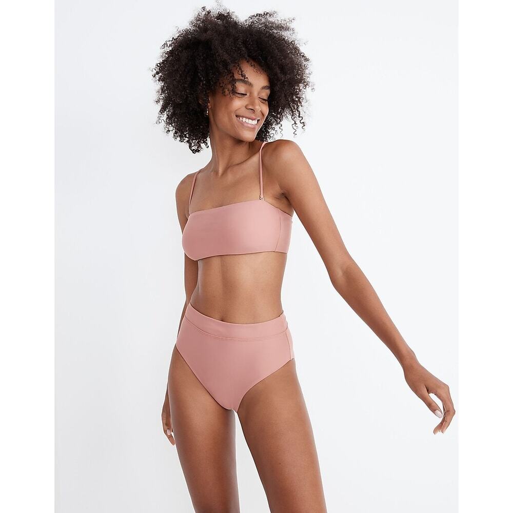 Madewell Womens Bikini Top Sz XXS Second Wave Spaghetti Strap Bandeau Pale Pink